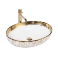 REA-U9650 - Lavabo da appoggio MARGOT 40x52 cm ceramica/bianco/oro