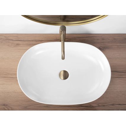 REA-U9653 - Lavabo da appoggio CLEO 41 x 60,5 cm in ceramica, bianco opaco