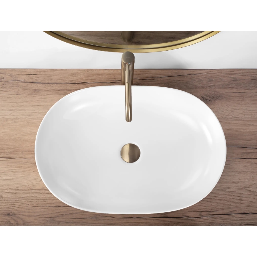 REA-U9653 - Lavabo da appoggio CLEO 41 x 60,5 cm in ceramica, bianco opaco