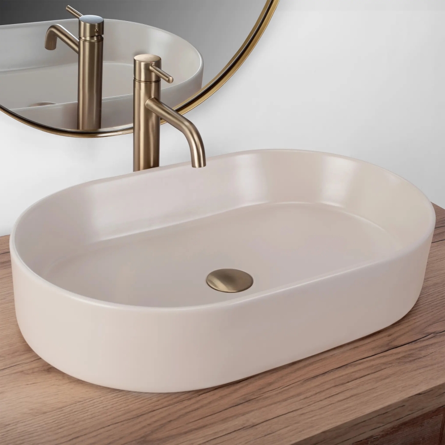 REA-U9661 - Lavabo da appoggio NADIA 38,5x61 cm ceramica/beige