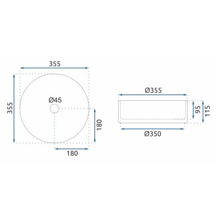 REA-U9670 - Lavabo da appoggio CRISTAL 35,5 cm vetro/trasparente