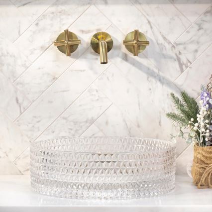 REA-U9670 - Lavabo da appoggio CRISTAL diametro 35,5 cm vetro/trasparente