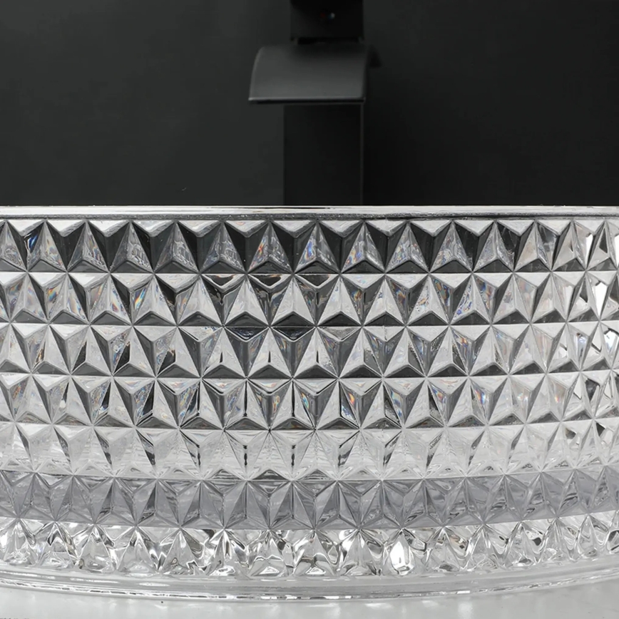 REA-U9670 - Lavabo da appoggio CRISTAL diametro 35,5 cm vetro/trasparente