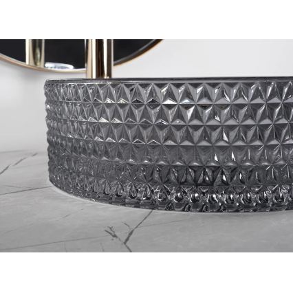 REA-U9671 - Lavabo da appoggio CRISTAL Ø 35,5 cm, vetro fumé