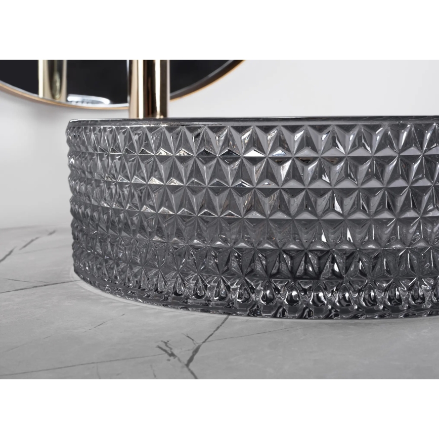 REA-U9671 - Lavabo da appoggio CRISTAL Ø 35,5 cm, vetro fumé