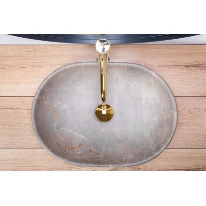 REA-U9887 - Lavabo da appoggio LARA 35x48,5 cm ceramica/grigio/decoro marmo