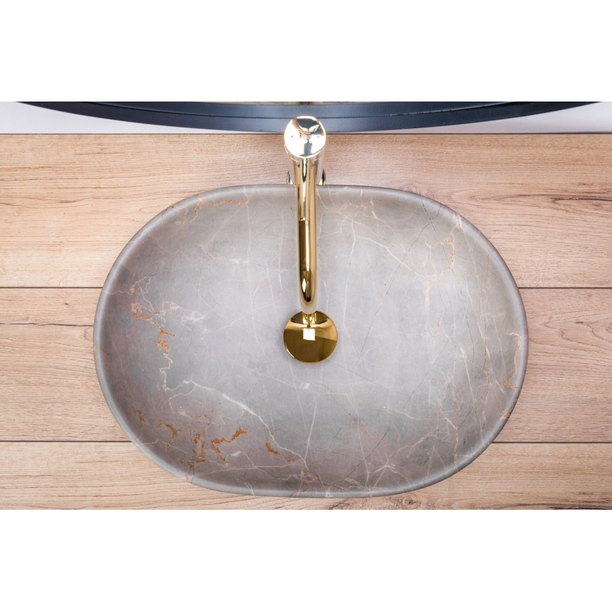 REA-U9887 - Lavabo da appoggio LARA 35x48,5 cm ceramica/grigio/decoro marmo
