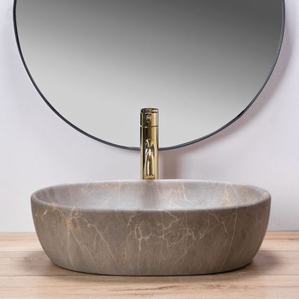 REA-U9887 - Lavabo da appoggio LARA 35x48,5 cm ceramica/grigio/decoro marmo