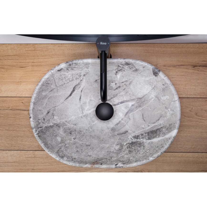 REA-U9888  - Lavabo da appoggio LARA 35x48,5 cm ceramica/effetto pietra