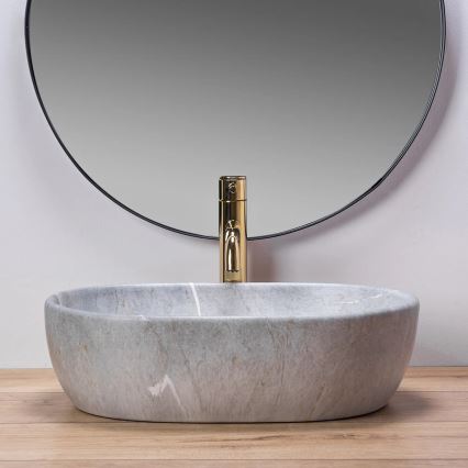 REA-U9889 - Lavabo da appoggio LARA 35x48,5 cm ceramica/grigio/effetto pietra