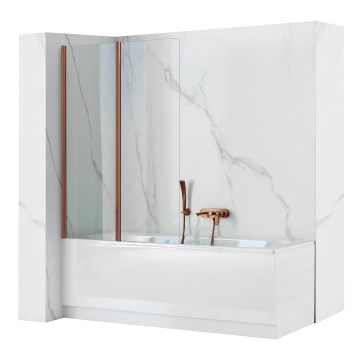 REA-W5696 - Paratia per vasca pieghevole AGAT 140x80 cm, finitura rame spazzolato/ vetro trasparente