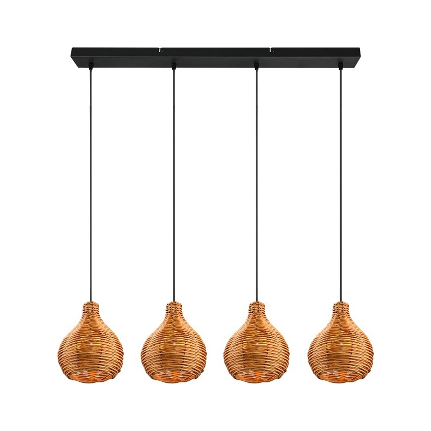 Reality - Lampada a sospensione con cavo SPROUT 3xE14/40W/230V marrone/rattan