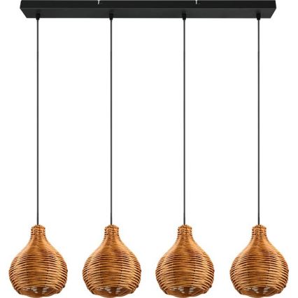 Reality - Lampada a sospensione con cavo SPROUT 3xE14/40W/230V marrone/rattan