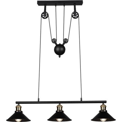 Reality - Lampadario a cavo POULI 3xE27/40W/230V nero