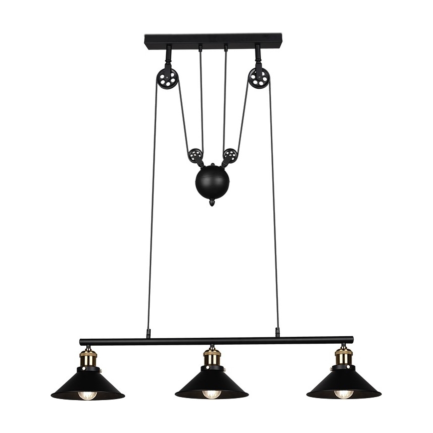 Reality - Lampadario a cavo POULI 3xE27/40W/230V nero