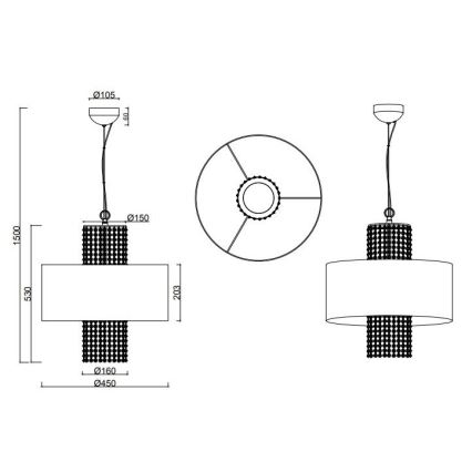 Reality - Lampadario a sospensione con filo KING 3xE14/28W/230V argento