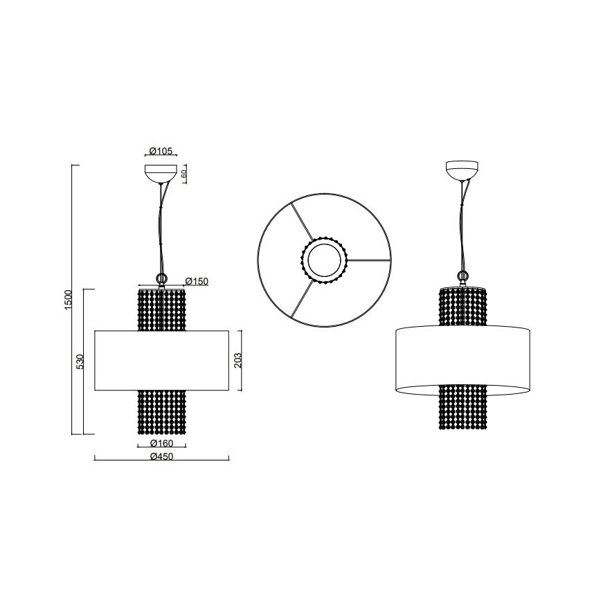 Reality - Lampadario a sospensione con filo KING 3xE14/28W/230V argento
