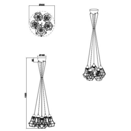 Reality - Lampadario a sospensione con filo MEIKE 5xE27/25W/230V