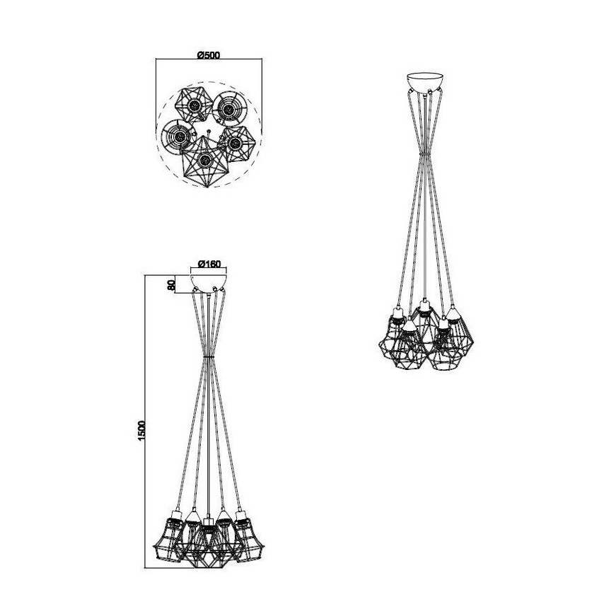 Reality - Lampadario a sospensione con filo MEIKE 5xE27/25W/230V