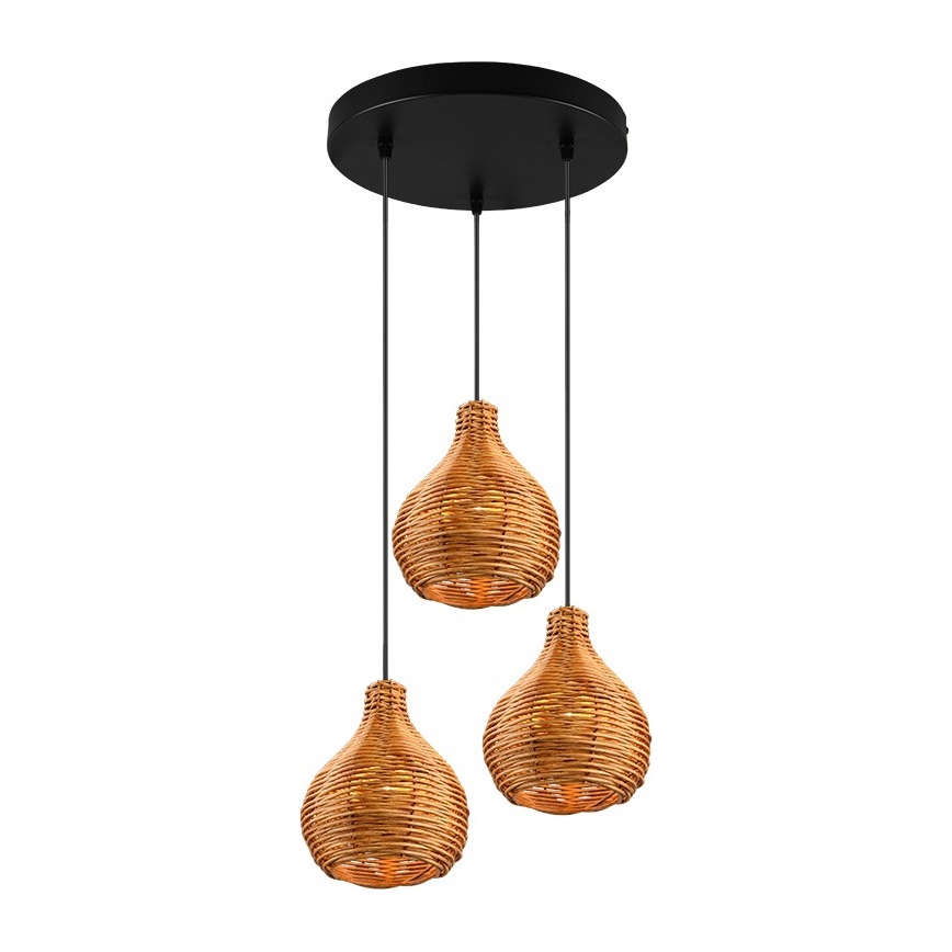 Reality - Lampadario a sospensione SPROUT 3xE14/40W/230V marrone/rattan