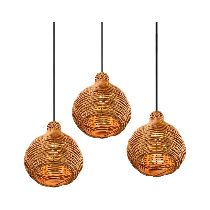 Reality - Lampadario a sospensione SPROUT 3xE14/40W/230V marrone/rattan