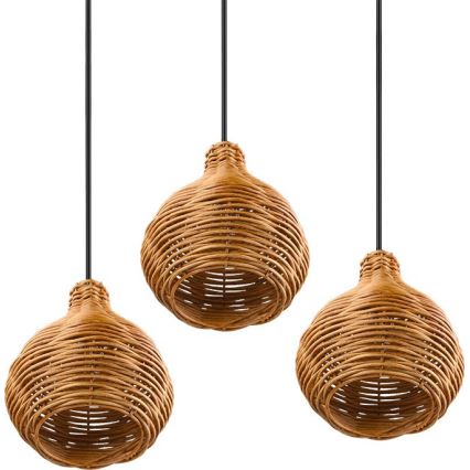 Reality - Lampadario a sospensione SPROUT 3xE14/40W/230V marrone/rattan