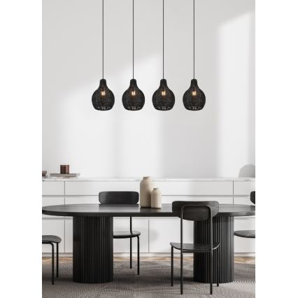 Reality - Lampadario sospeso con cavo SPROUT 4xE14/30W/230V nero/rattan