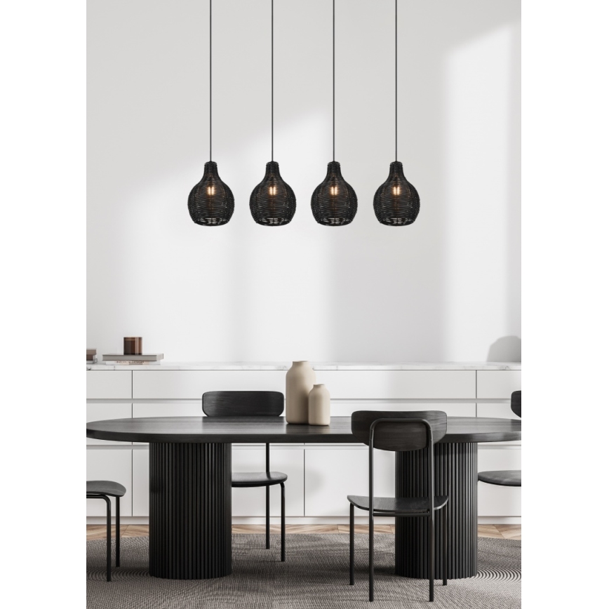 Reality - Lampadario sospeso con cavo SPROUT 4xE14/30W/230V nero/rattan