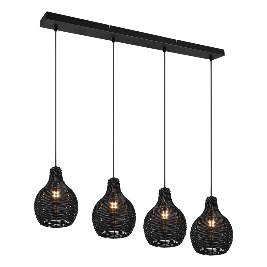 Reality - Lampadario sospeso con cavo SPROUT 4xE14/30W/230V nero/rattan