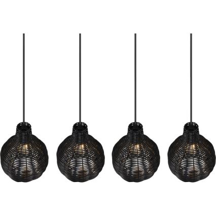 Reality - Lampadario sospeso con cavo SPROUT 4xE14/30W/230V nero/rattan