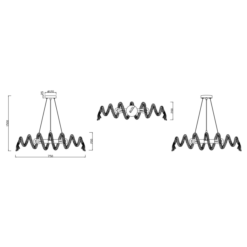 Reality - Lampadario su corda ARI 2xE27/10W/230V