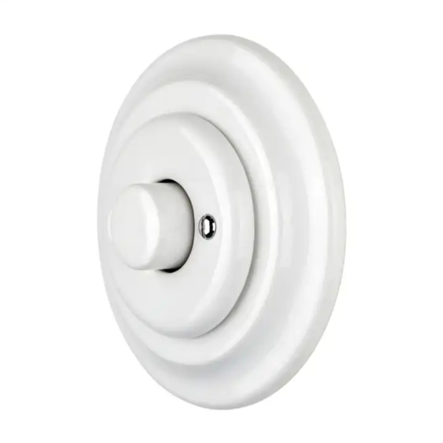 Reblig - Dimmer rotativo in porcellana in stile retrò con cornice 250V/10A bianco