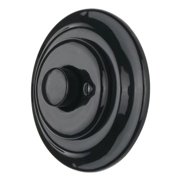 Reblig - Dimmer rotativo retrò in porcellana con placca 250V/10A nero
