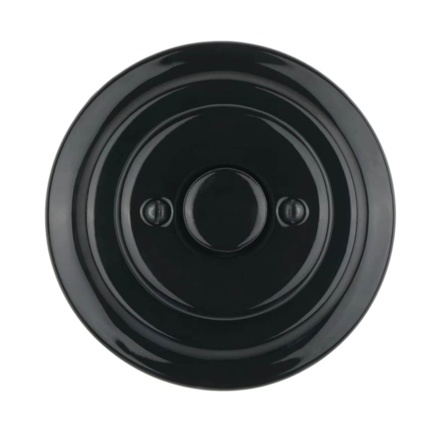 Reblig - Dimmer rotativo retrò in porcellana con placca 250V/10A nero