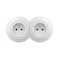 Reblig - Doppia presa da parete in stile retrò con cornice 230V bianco neve