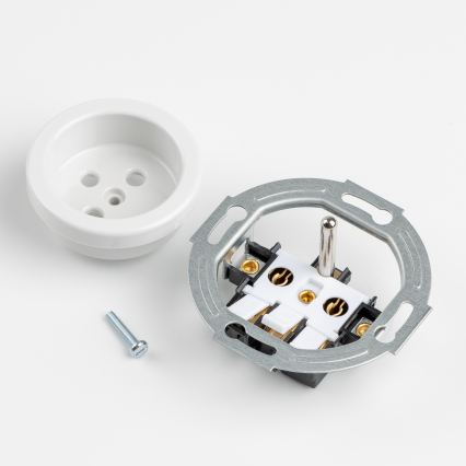 Reblig - Doppia presa da parete in stile retrò con cornice 230V bianco neve