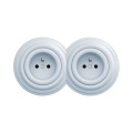 Reblig - Doppia presa da parete in stile retrò con cornice 230V blu