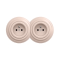 Reblig - Doppia presa da parete in stile retrò con cornice 230V rosa antico