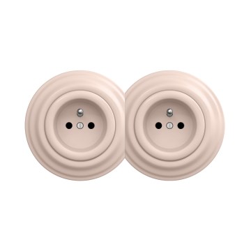 Reblig - Doppia presa da parete in stile retrò con cornice 230V rosa antico