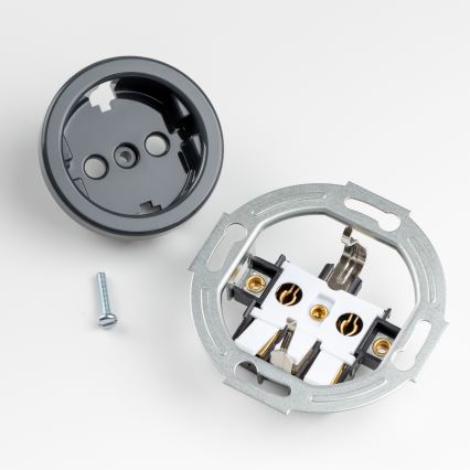 Reblig - Doppia presa domestica in stile retrò con placca SCHUKO 230V antracite