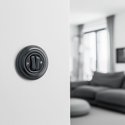 Reblig - Doppio pulsante in stile retrò con cornice, antracite