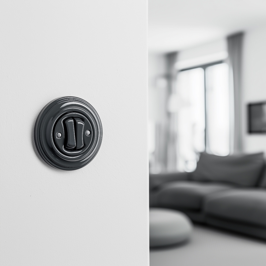 Reblig - Doppio pulsante in stile retrò con cornice, antracite