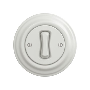 Reblig - Interruttore a croce retrò con cornice n. 7, bianco in ceramica