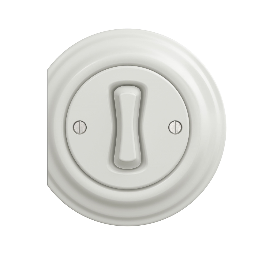 Reblig - Interruttore a croce retrò senza placca n. 7 in ceramica bianca