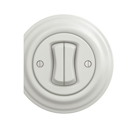Reblig - Interruttore a due tasti retrò senza cornice in ceramica bianca