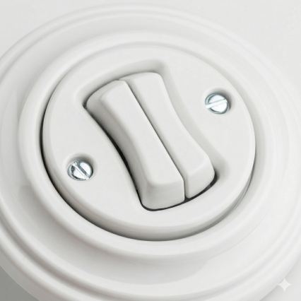 Reblig - Interruttore della serie retrò con cornice n. 5, bianco neve