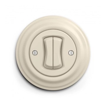 Reblig - Interruttore doppio per scale in stile retrò con cornice n. 6+6, beige