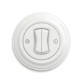 Reblig - Interruttore doppio per scale in stile retrò con cornice n. 6+6, bianco neve