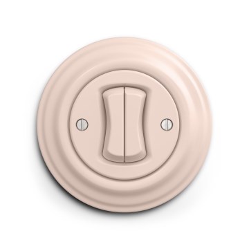 Reblig - Interruttore doppio per scale in stile retrò con cornice n. 6+6, rosa antico