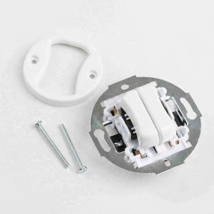 Reblig - Interruttore doppio per scale in stile retrò senza cornice n. 6+6 bianco neve
